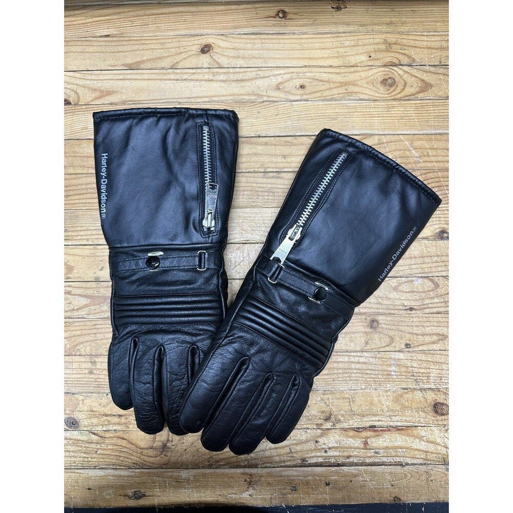 Vintage Harley Davidson 06-9208 Winter Leather Gauntlet Gloves Size Small